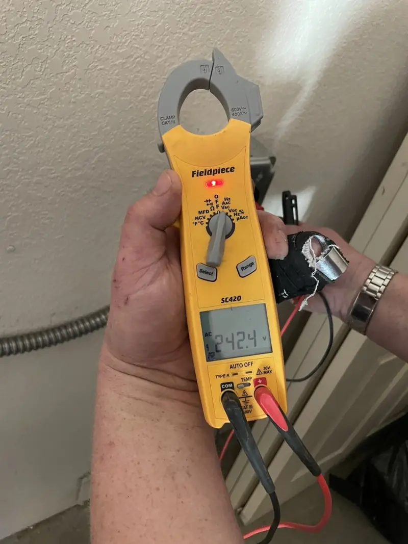 Voltage testing with clamp meter during Hot Tub / Pool Electrical Wiring in Oley